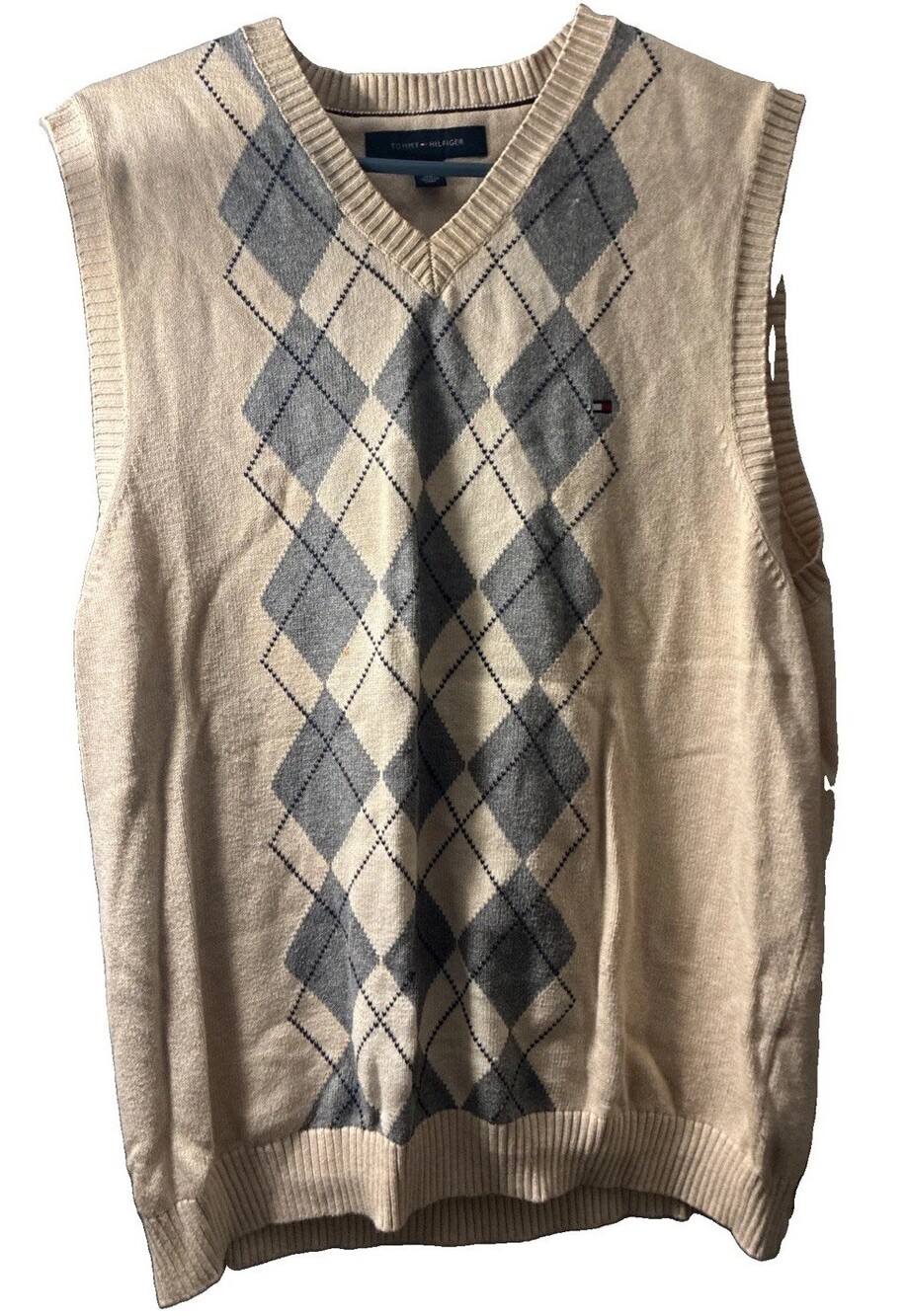 Tommy Hilfiger cream knit V-neck sweater vest M